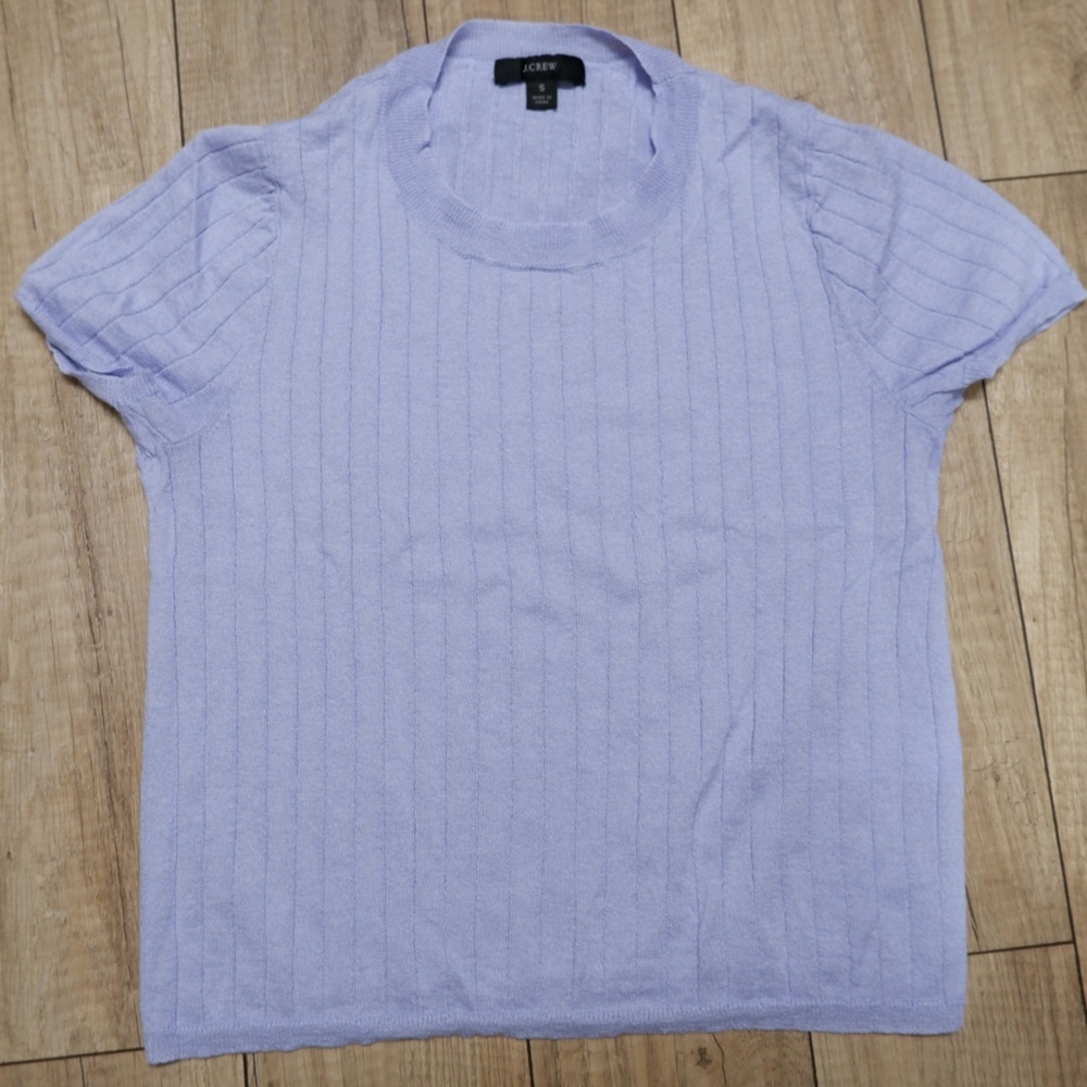 J. Crew Light Blue Ribbed Short Sleeve Top